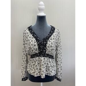Madewell V-Neck Peplum Top in Clipdot Branch Floral Women’s Size Small